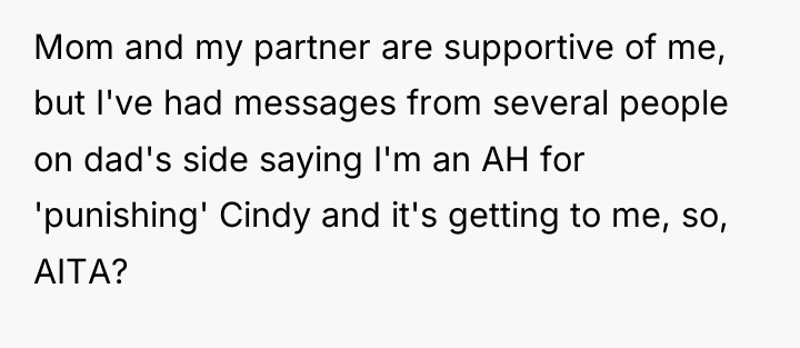 Mom and my partner are supportive of me, but I've...