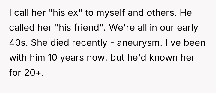 I call her "his ex" to myself and others. He...