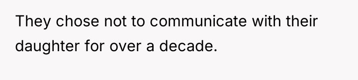 They chose not to communicate with their daughter for over...