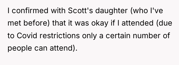 I confirmed with Scott's daughter (who I've met before) that...