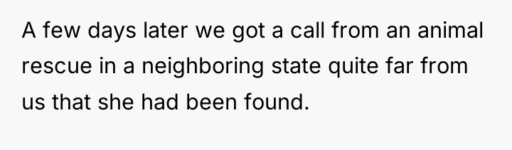 A few days later we got a call from an...