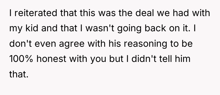 I reiterated that this was the deal we had with...