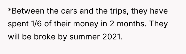 *Between the cars and the trips, they have spent 1/6...