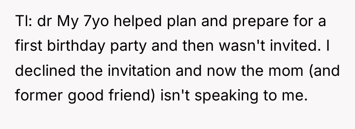 Tl: dr My 7yo helped plan and prepare for a...