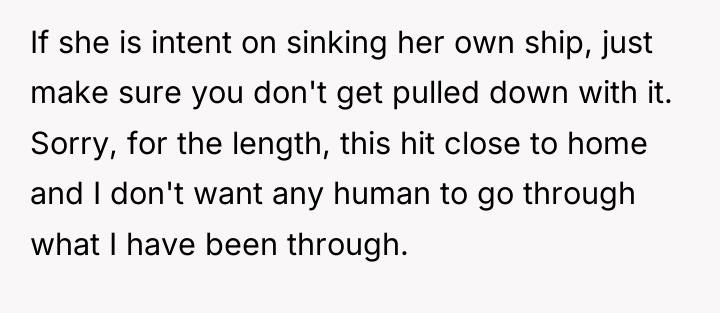 If she is intent on sinking her own ship, just...