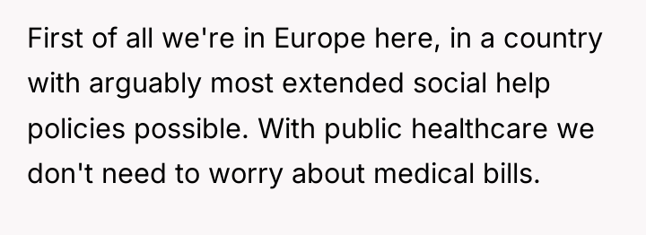 First of all we're in Europe here, in a country...