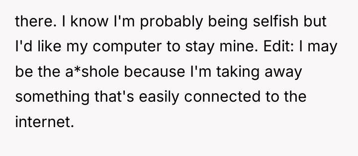 there. I know I'm probably being selfish but I'd like...