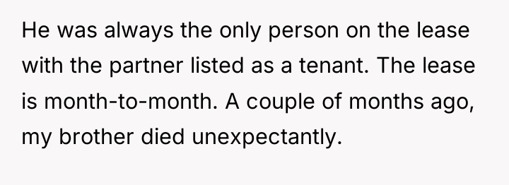 He was always the only person on the lease with...