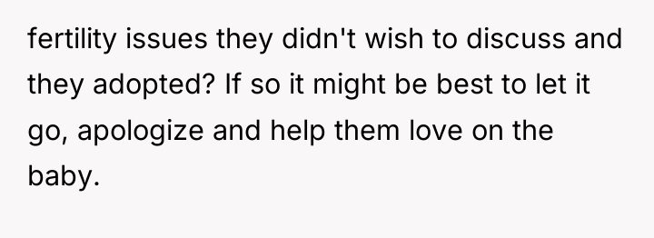 fertility issues they didn't wish to discuss and they adopted?...