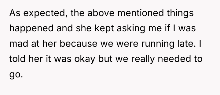 As expected, the above mentioned things happened and she kept...