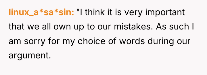 linux_a*sa*sin "I think it is very important that we all...