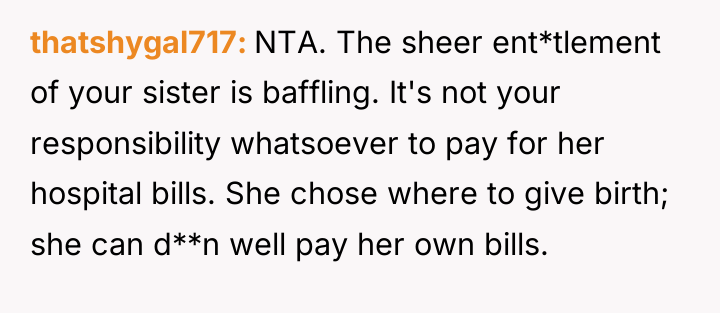 thatshygal717 NTA. The sheer ent*tlement of your sister is baffling....