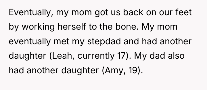 Eventually, my mom got us back on our feet by...