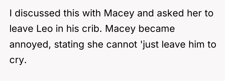 I discussed this with Macey and asked her to leave...