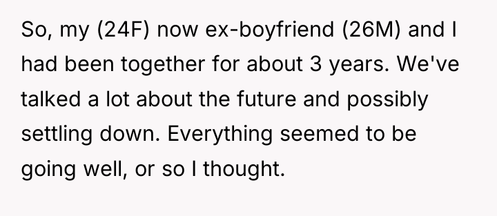 So, my (24F) now ex-boyfriend (26M) and I had been...