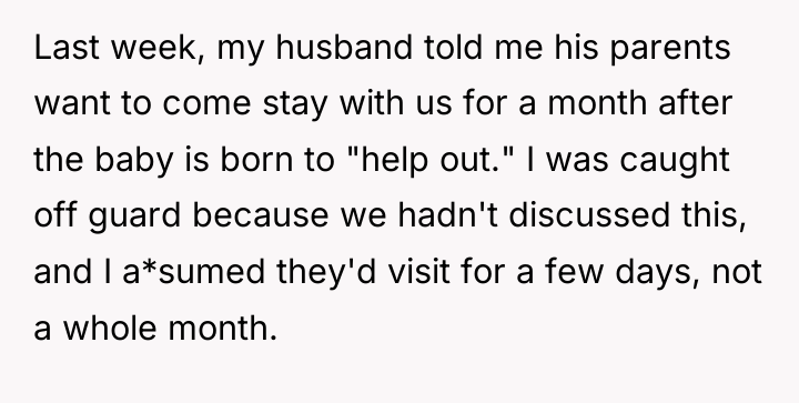 Last week, my husband told me his parents want to...