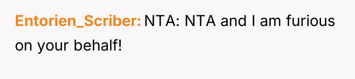 Entorien_Scriber NTA: NTA and I am furious on your behalf!
