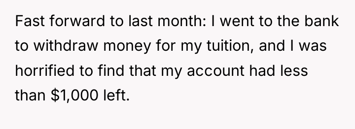 Fast forward to last month: I went to the bank...
