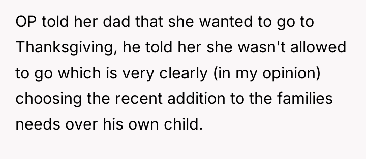 OP told her dad that she wanted to go to...