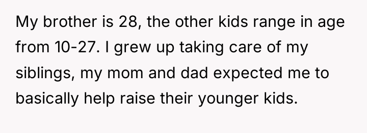 My brother is 28, the other kids range in age...