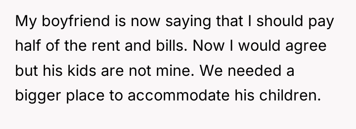 My boyfriend is now saying that I should pay half...