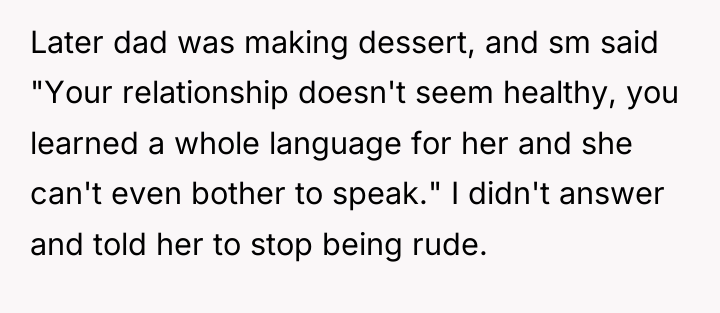 Later dad was making dessert, and sm said "Your relationship...