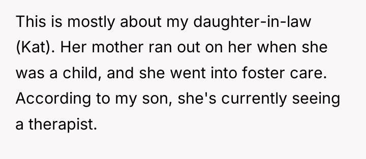 This is mostly about my daughter-in-law (Kat). Her mother ran...