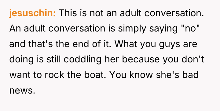 jesuschin This is not an adult conversation. An adult conversation...
