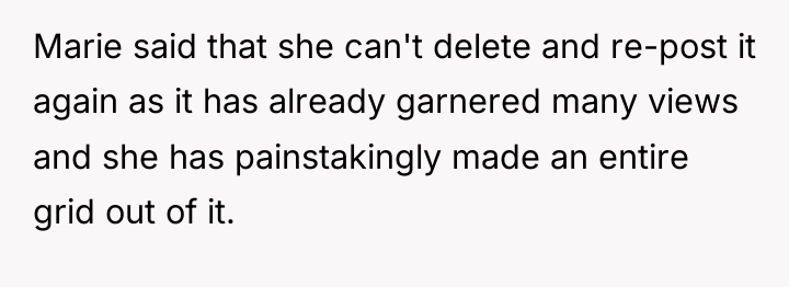 Marie said that she can't delete and re-post it again...