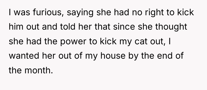I was furious, saying she had no right to kick...