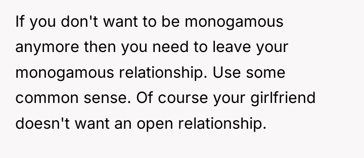 If you don't want to be monogamous anymore then you...