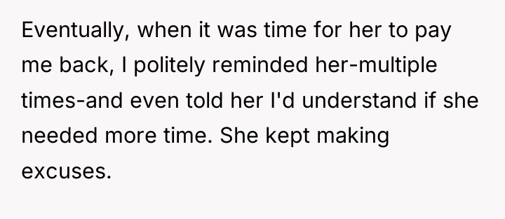 Eventually, when it was time for her to pay me...