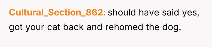 Cultural_Section_862 should have said yes, got your cat back and...