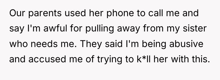 Our parents used her phone to call me and say...