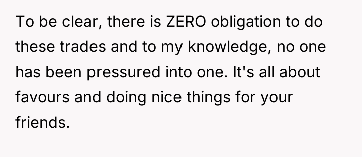 To be clear, there is ZERO obligation to do these...