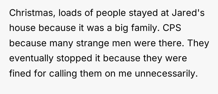Christmas, loads of people stayed at Jared's house because it...