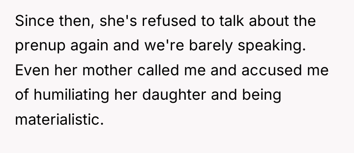 Since then, she's refused to talk about the prenup again...