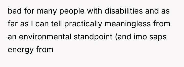 bad for many people with disabilities and as far as...