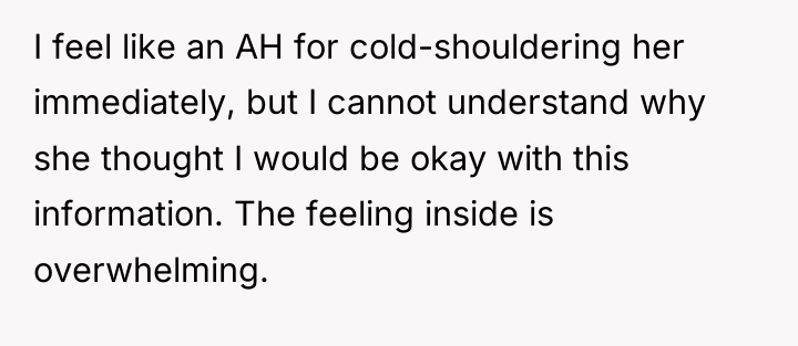 I feel like an AH for cold-shouldering her immediately, but...