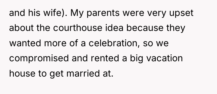 and his wife). My parents were very upset about the...
