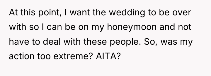 At this point, I want the wedding to be over...
