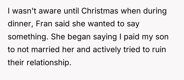 I wasn't aware until Christmas when during dinner, Fran said...
