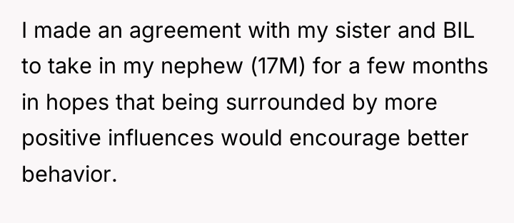 I made an agreement with my sister and BIL to...