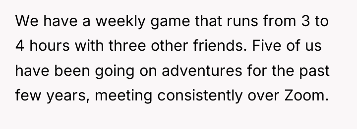 We have a weekly game that runs from 3 to...