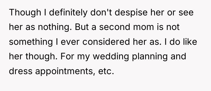 Though I definitely don't despise her or see her as...