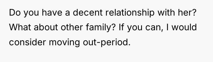 Do you have a decent relationship with her? What about...