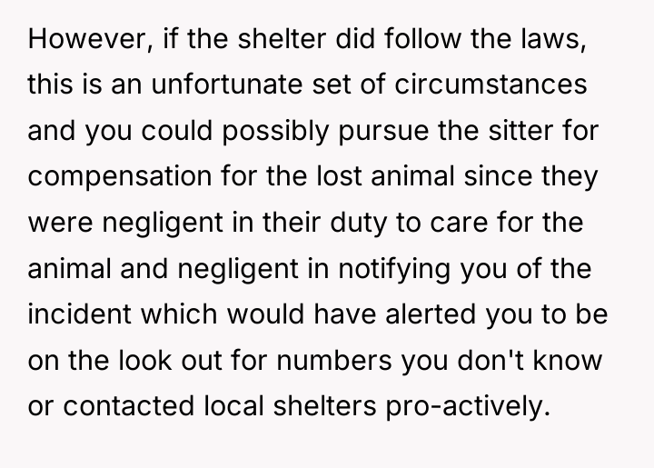 However, if the shelter did follow the laws, this is...