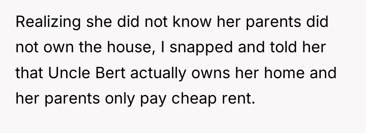 Realizing she did not know her parents did not own...