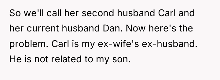 So we'll call her second husband Carl and her current...