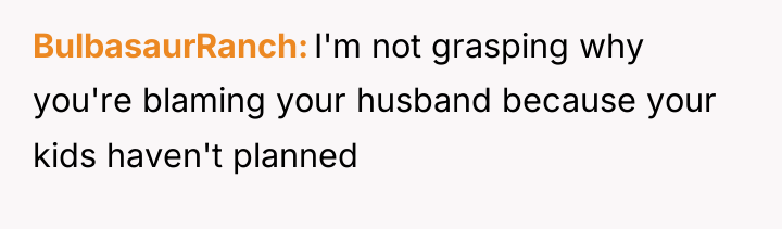 BulbasaurRanch I'm not grasping why you're blaming your husband because...